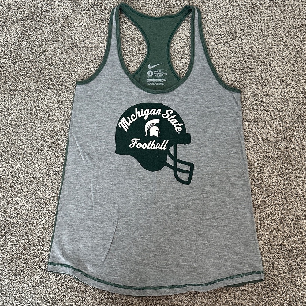 Nike Gray and Green Michigan State Tank Top